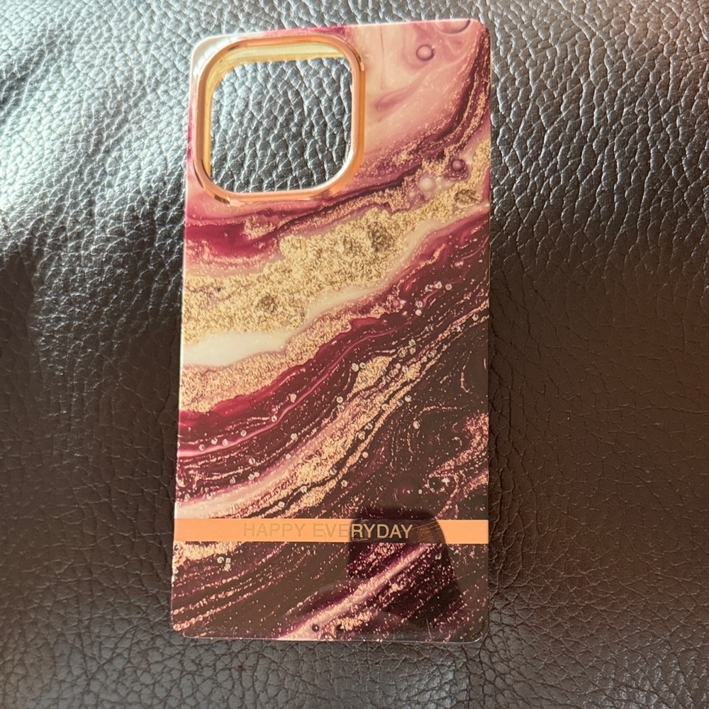 Marble Pattern Phone Case - burgundy and Gold for:IPHONE 13 pro